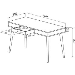 Temahome Schreibtisch Horizon 134cm - Eiche/Weiß