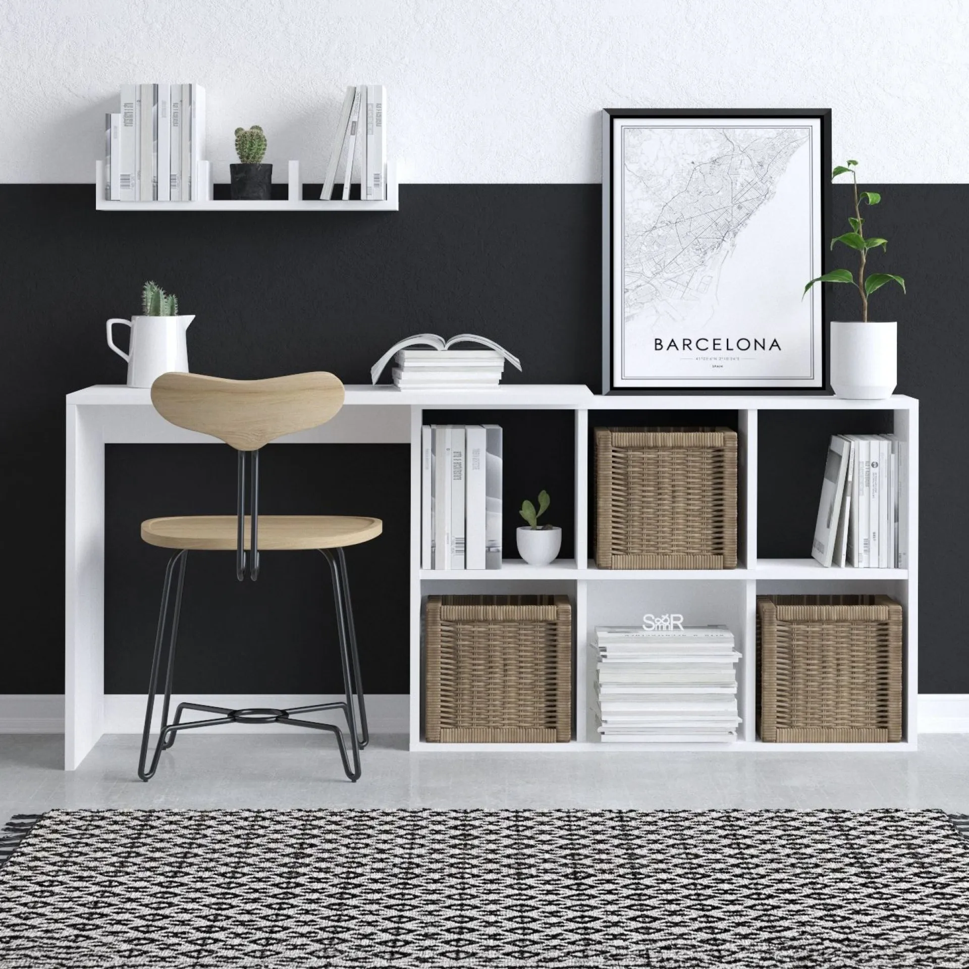 Emob Schreibtisch Jack - 100% MELAMINE - - 74 x 145 x 45 cm