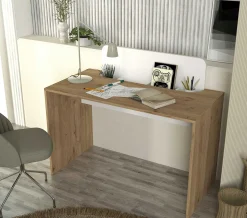 Emob Schreibtisch Maris - 120x60x98cm - mit Stauraum - Eiche Dekor/Weiß