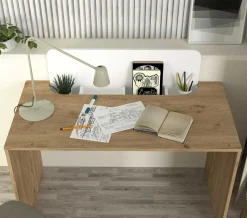Emob Schreibtisch Maris - 120x60x98cm - mit Stauraum - Eiche Dekor/Weiß
