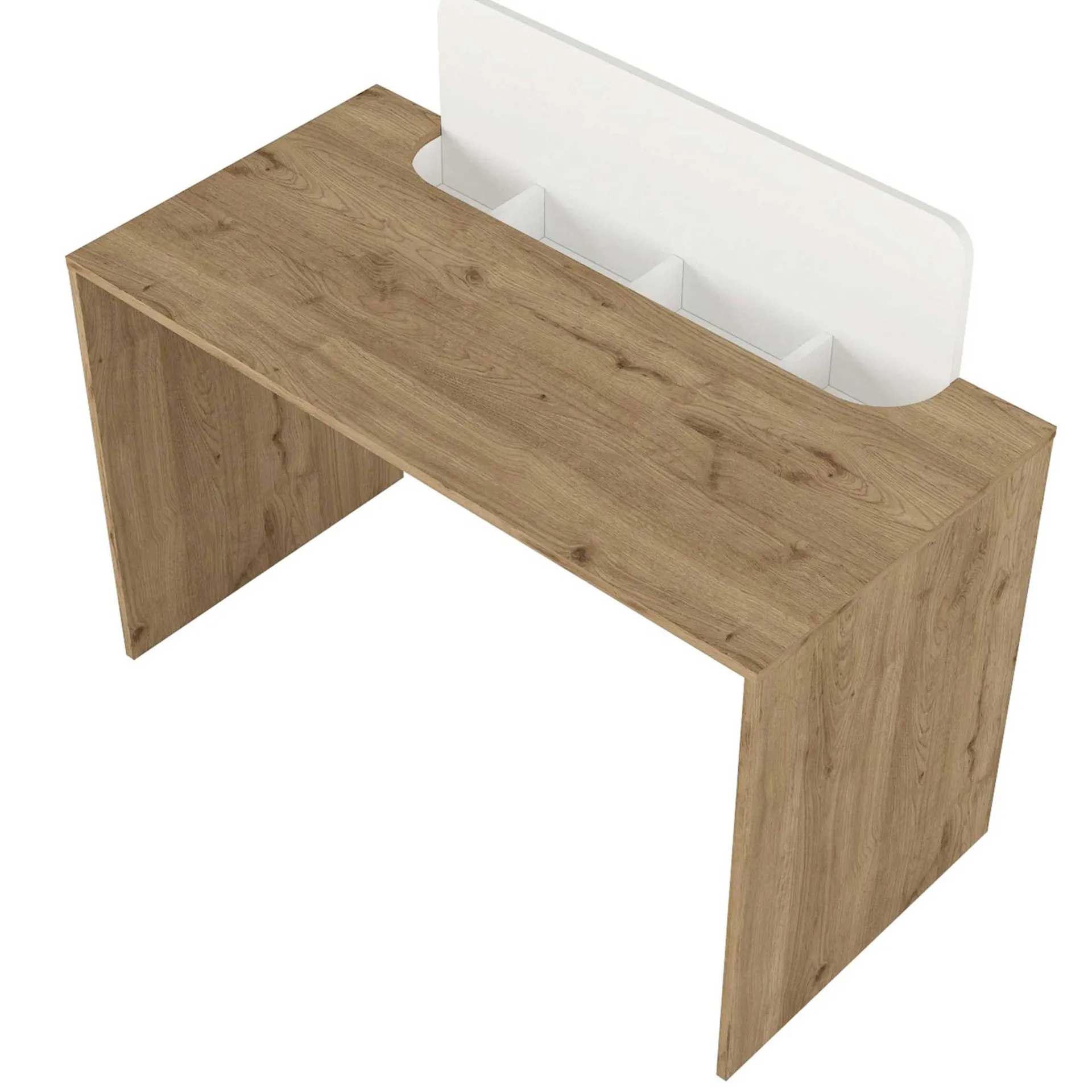 Emob Schreibtisch Maris - 120x60x98cm - mit Stauraum - Eiche Dekor/Weiß