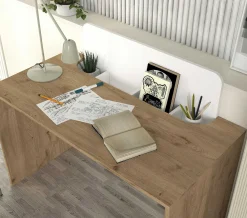 Emob Schreibtisch Maris - 120x60x98cm - mit Stauraum - Eiche Dekor/Weiß