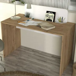 Emob Schreibtisch Maris - 120x60x98cm - mit Stauraum - Eiche Dekor/Weiß