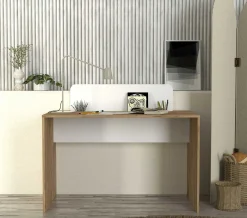 Emob Schreibtisch Maris - 120x60x98cm - mit Stauraum - Eiche Dekor/Weiß