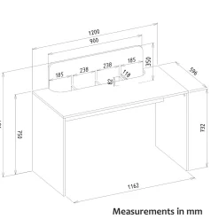 Emob Schreibtisch Maris - 120x60x98cm - mit Stauraum - Eiche Dekor/Weiß
