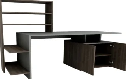 Emob Schreibtisch Melis - 100% MELAMINE - Nussbaum - 146,3 x 128,8 x 60 cm