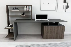 Emob Schreibtisch Melis - 100% MELAMINE - Nussbaum - 146,3 x 128,8 x 60 cm