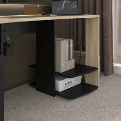 Parisot Schreibtisch Meta - 152x61x87cm - mit LED-Beleuchtung - Eiche Dekor/schwarz