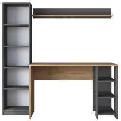 Kinder Emob Schreibtisch mit Bücherregal HA125 - 100% MELAMINE - Nussbaum - 160 x 161,8 x 45 cm
