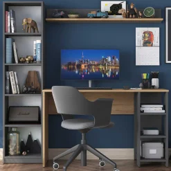 Kinder Emob Schreibtisch mit Bücherregal HA125 - 100% MELAMINE - Nussbaum - 160 x 161,8 x 45 cm