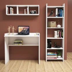 Emob Schreibtisch mit Bücherregal Matilda - 100% MELAMINE - - 90 x 160 x 58 cm