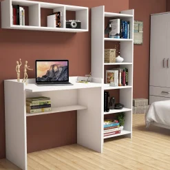 Emob Schreibtisch mit Bücherregal Matilda - 100% MELAMINE - - 90 x 160 x 58 cm