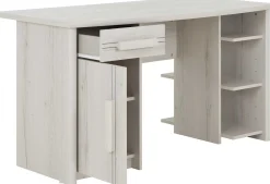 Kinder Gautier - Gami Schreibtisch Morris 136cm mit 1 Tür, 1 Schublade und 3 Fächern - gebleichte Helvezia-Eiche