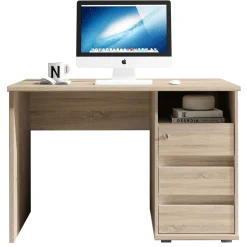 Emob Schreibtisch Primos 110cm mit 3 Schubladen - Eiche