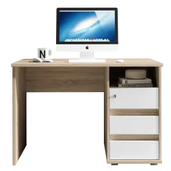Emob Schreibtisch Primos 110cm mit 3 Schubladen - Eiche/Weiß