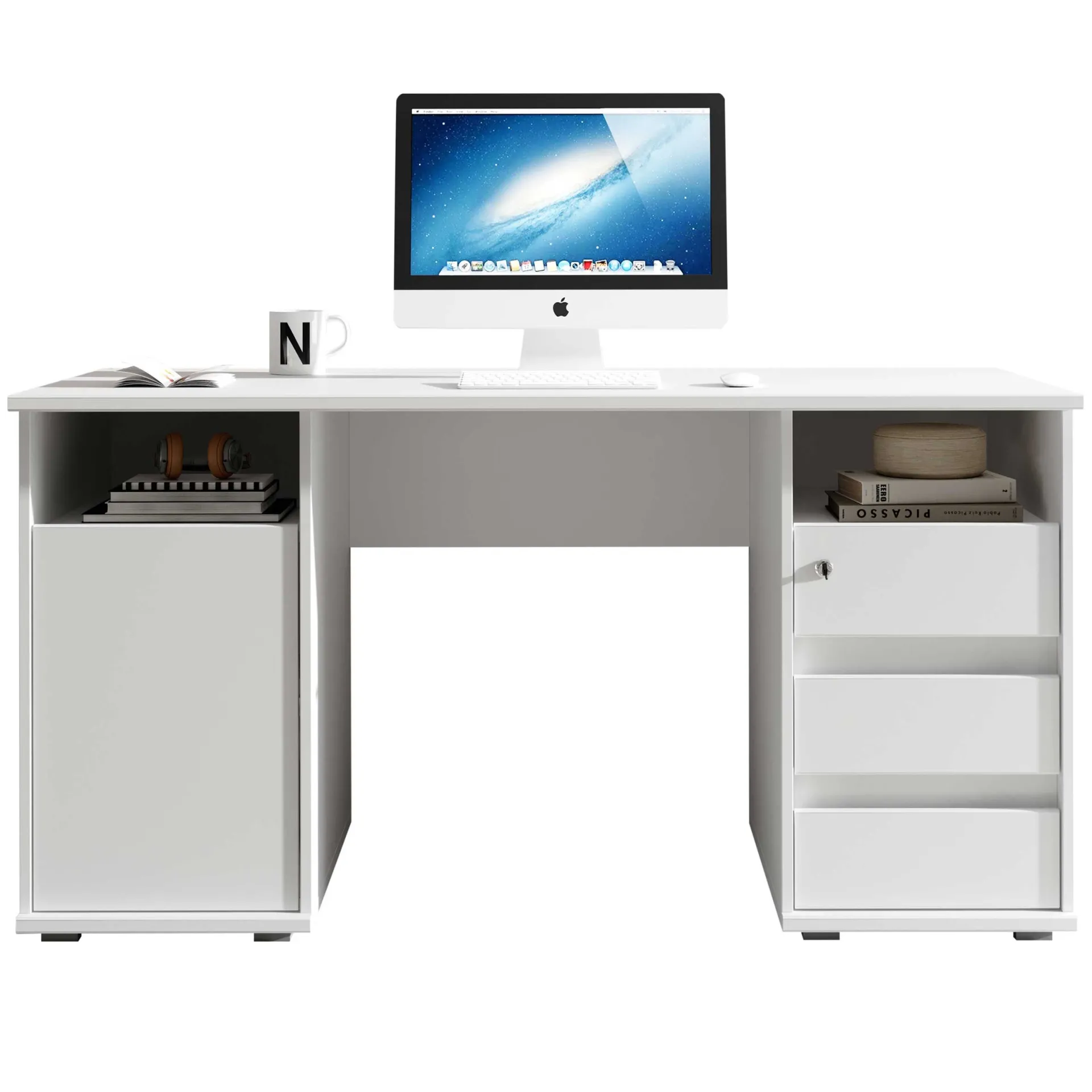 Emob Schreibtisch Primos 145cm mit 3 Schubladen und 1 Tür -