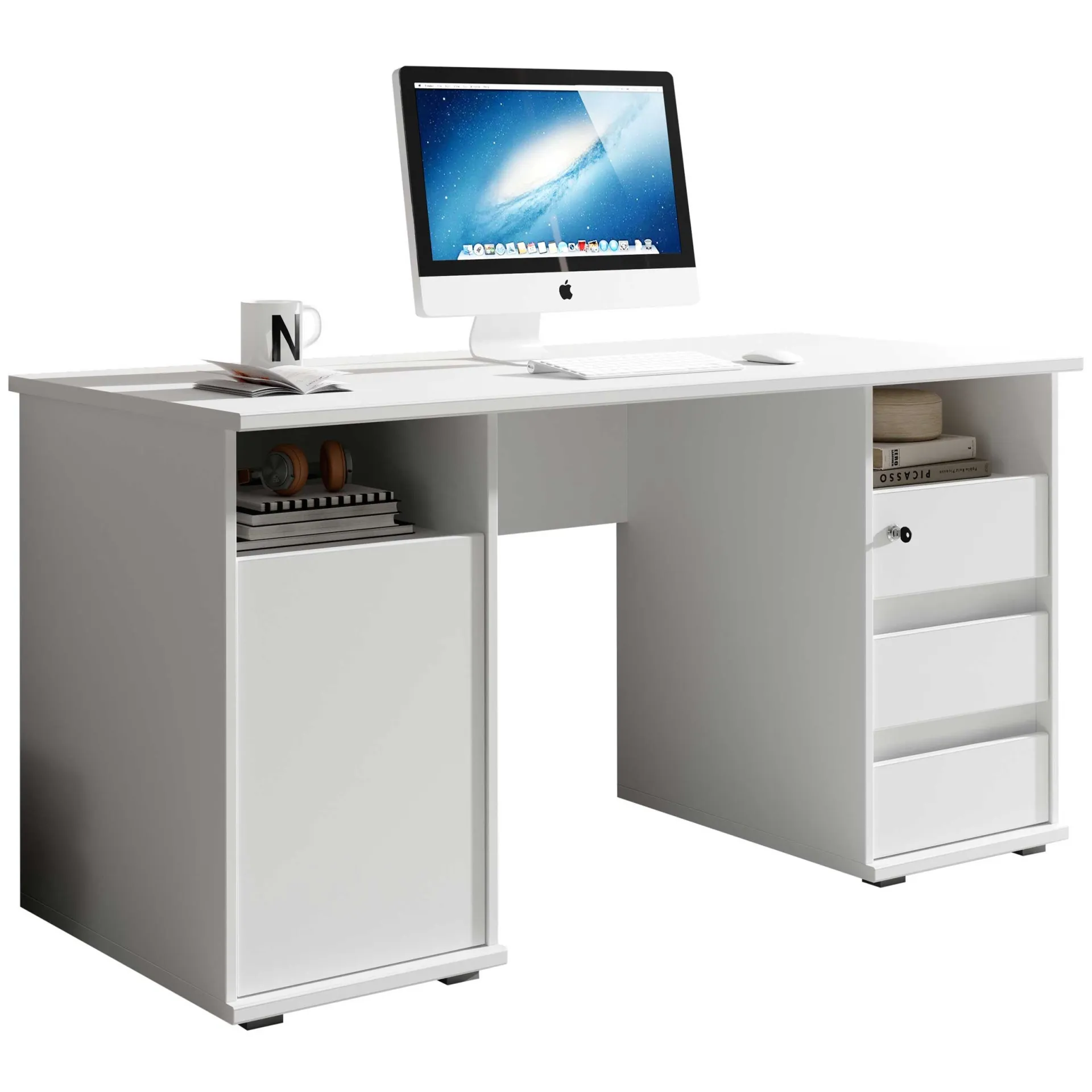 Emob Schreibtisch Primos 145cm mit 3 Schubladen und 1 Tür -