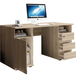 Emob Schreibtisch Primos 145cm mit 3 Schubladen und 1 Tür - Eiche
