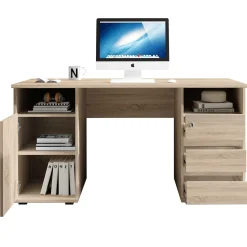 Emob Schreibtisch Primos 145cm mit 3 Schubladen und 1 Tür - Eiche