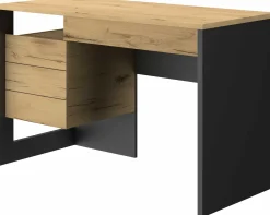Gautier - Diagone Schreibtisch Rush 119cm, 1 Tür und 1 Schublade - Eiche Dekor/schwarz