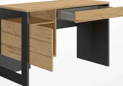 Gautier - Diagone Schreibtisch Rush 119cm, 1 Tür und 1 Schublade - Eiche Dekor/schwarz