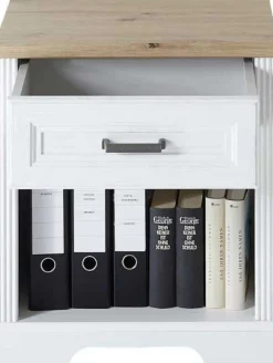 Schreibtischschrank Samine mit Schublade - weiß/Eiche