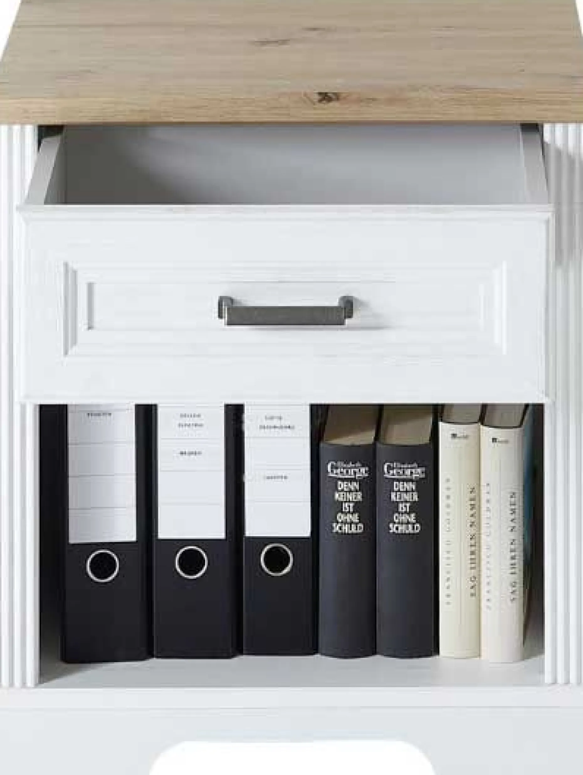 Schreibtischschrank Samine mit Schublade - weiß/Eiche