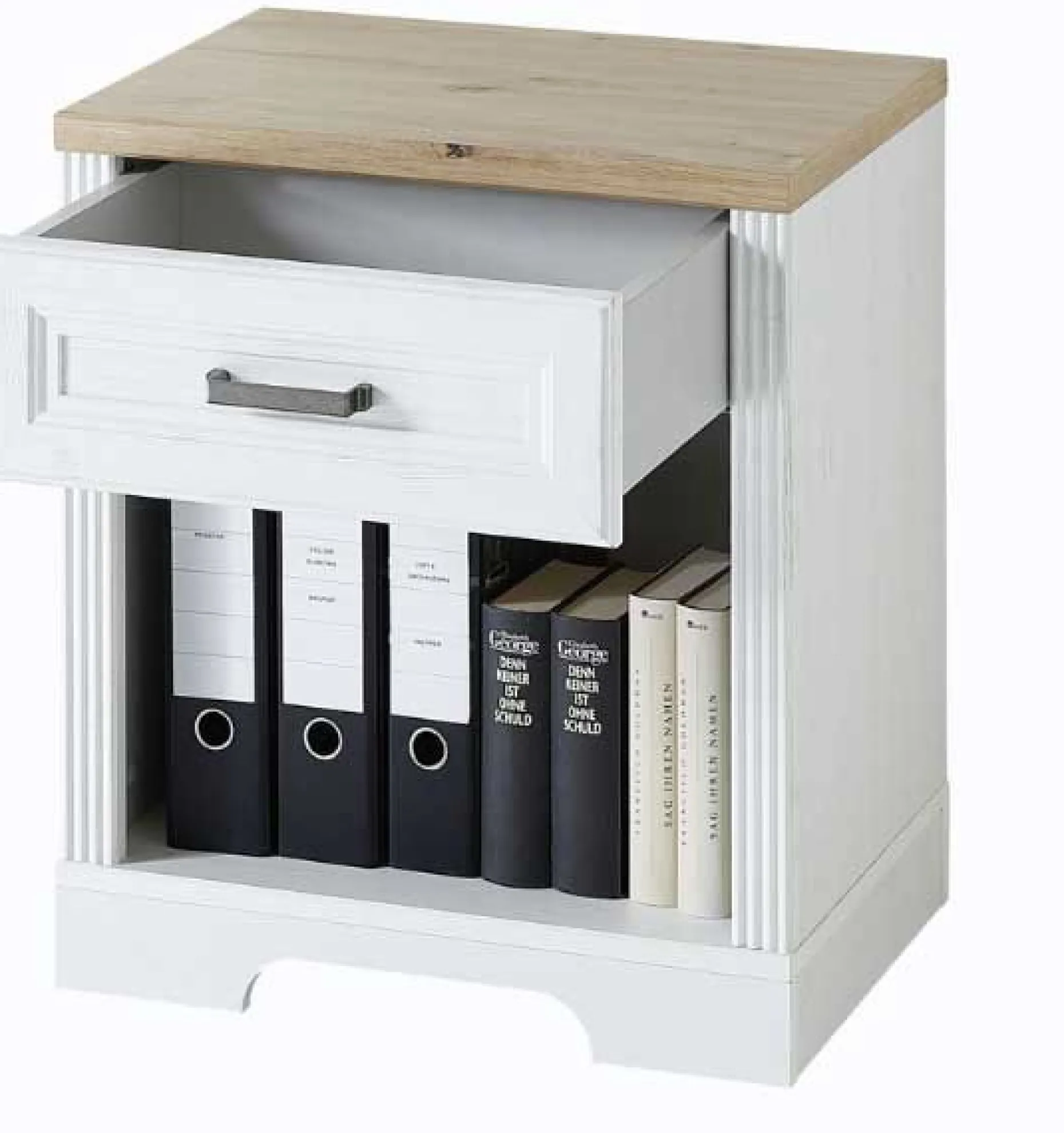 Schreibtischschrank Samine mit Schublade - weiß/Eiche