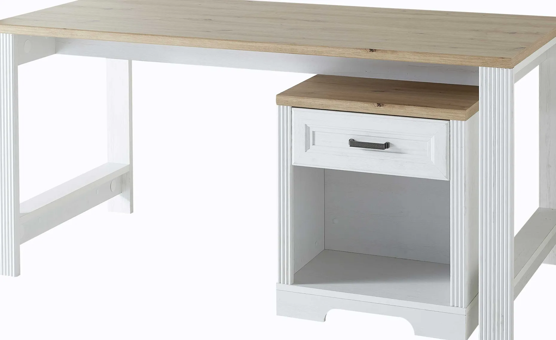 Schreibtischschrank Samine mit Schublade - weiß/Eiche