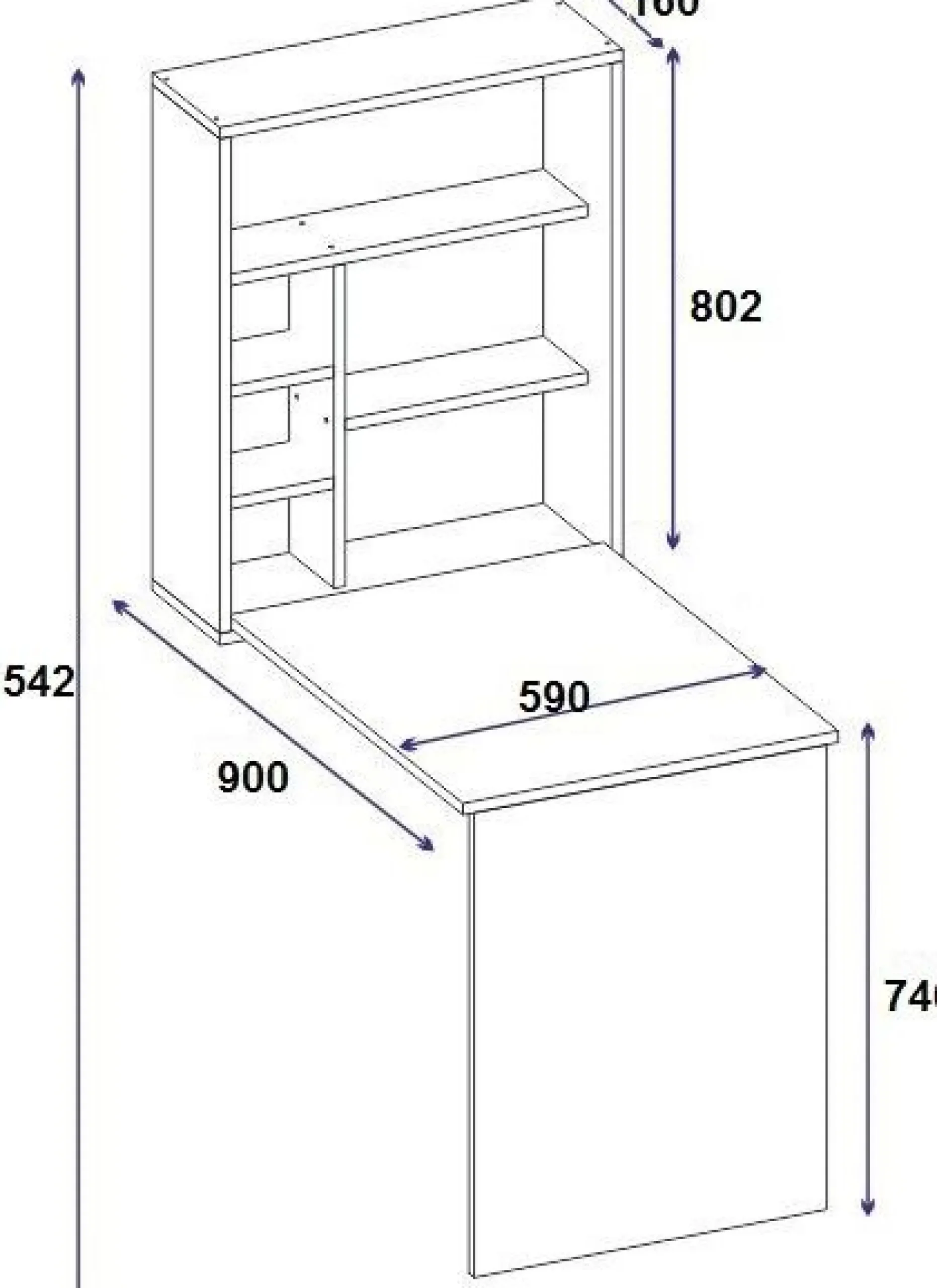 Emob Schreibtisch Sedir - 100% MELAMINE - Eiche - 59 x 80,2 x 90 cm