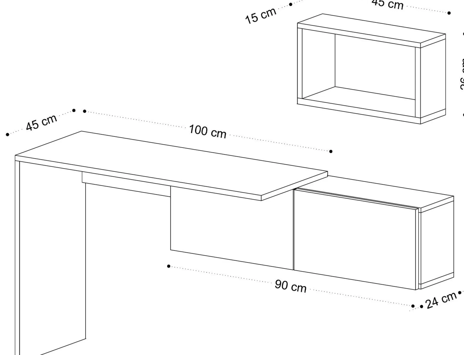 Emob Schreibtisch Tiff - 100% MELAMINE - Weiß - 145 x 74 x 45 cm