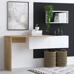 Emob Schreibtisch Tiff - 100% MELAMINE - Weiß - 145 x 74 x 45 cm