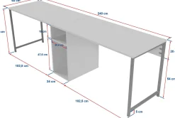 Emob Schreibtisch Twin - 240x60x74cm - für 2 Personen - atlantic pine