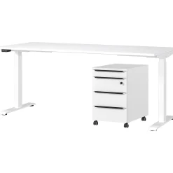 Germania Schreibtisch und Schubladenschrank mit Schloss Hermoso | 237x80x72-118cm | elektrisch verstellbar |