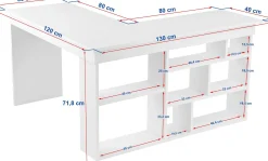 Emob Schreibtisch Vesper - 100% MELAMINE - Weiß - 72 x 120 x 130 cm