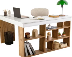 Emob Schreibtisch Vesper - 100% MELAMINE - Weiß - 72 x 120 x 130 cm