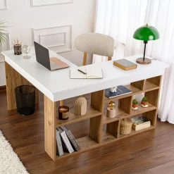 Emob Schreibtisch Vesper - 100% MELAMINE - Weiß - 72 x 120 x 130 cm