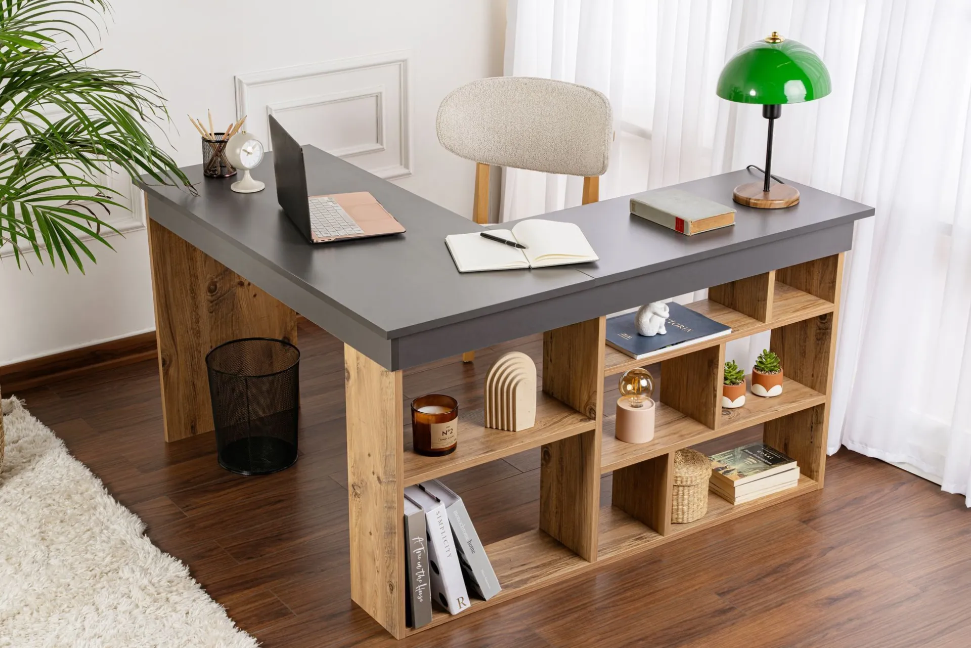 Emob Schreibtisch Vesper - 100% MELAMINE - Anthrazit - 72 x 120 x 130 cm