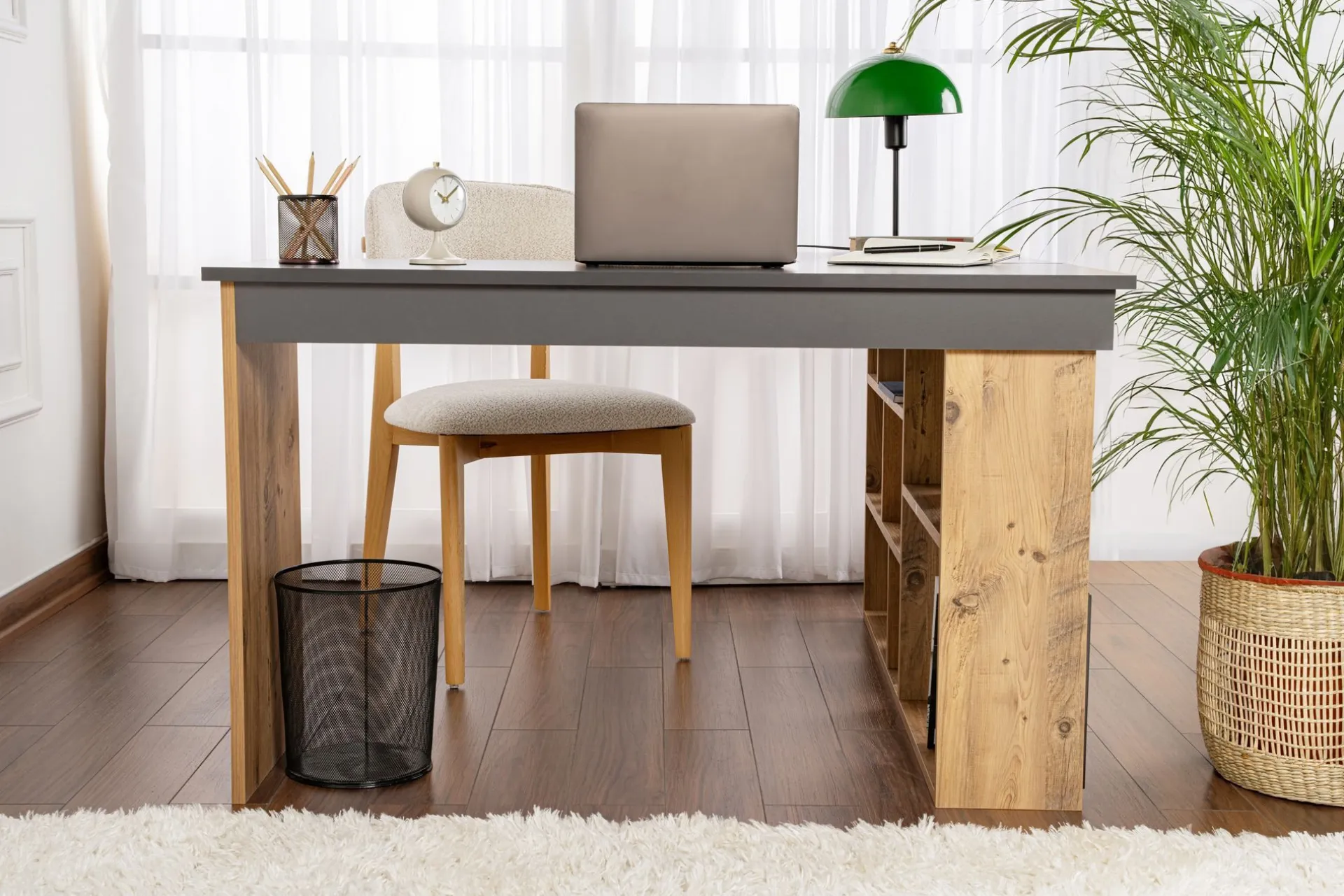 Emob Schreibtisch Vesper - 100% MELAMINE - Anthrazit - 72 x 120 x 130 cm