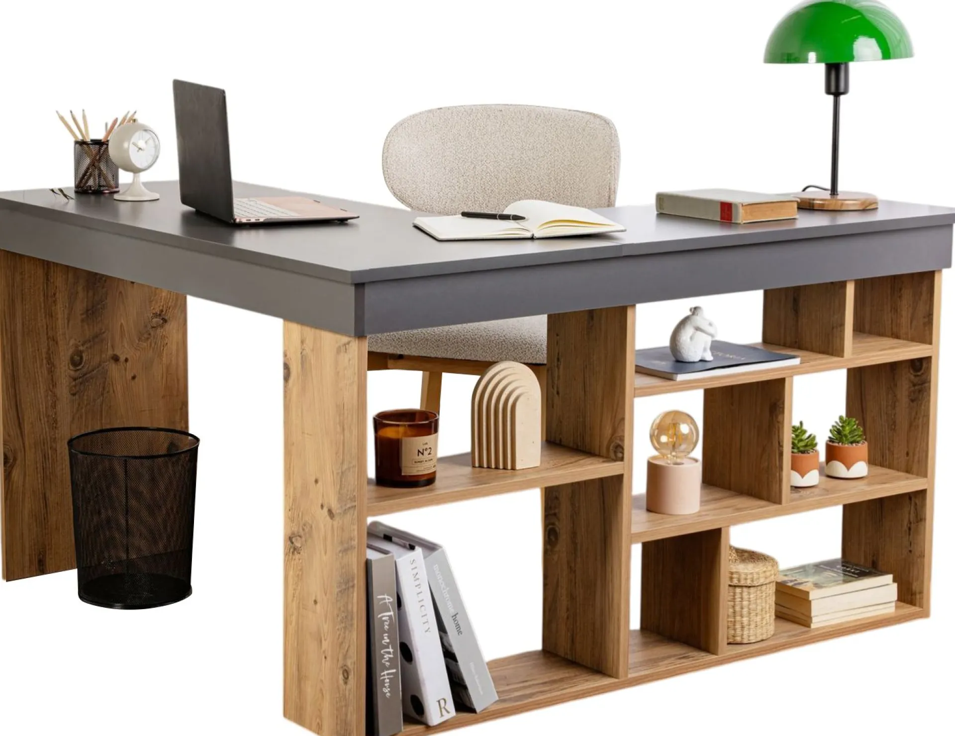 Emob Schreibtisch Vesper - 100% MELAMINE - Anthrazit - 72 x 120 x 130 cm