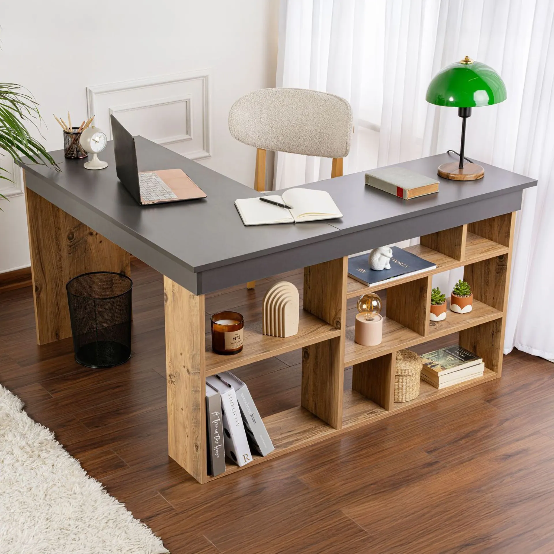 Emob Schreibtisch Vesper - 100% MELAMINE - Anthrazit - 72 x 120 x 130 cm