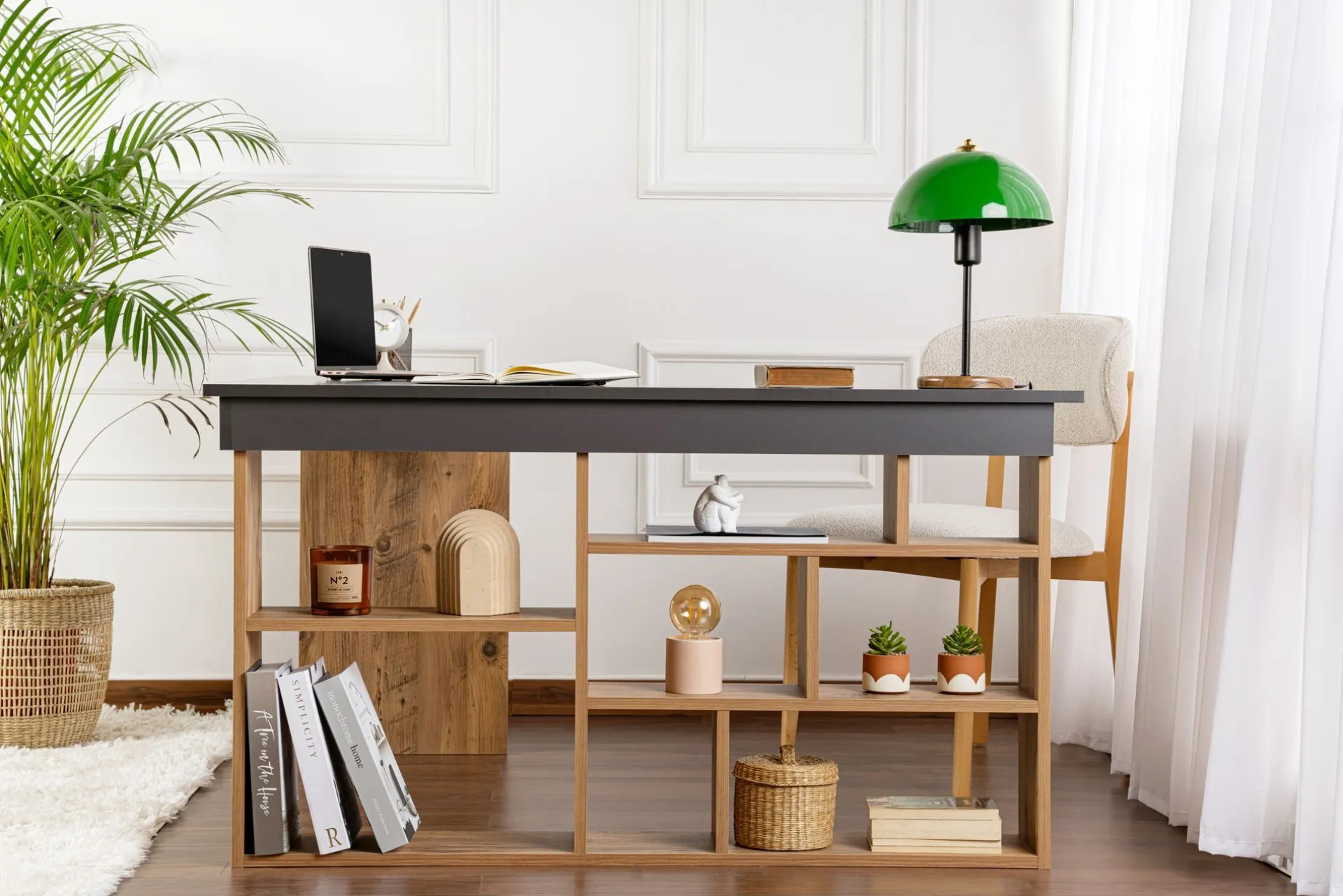 Emob Schreibtisch Vesper - 100% MELAMINE - Anthrazit - 72 x 120 x 130 cm