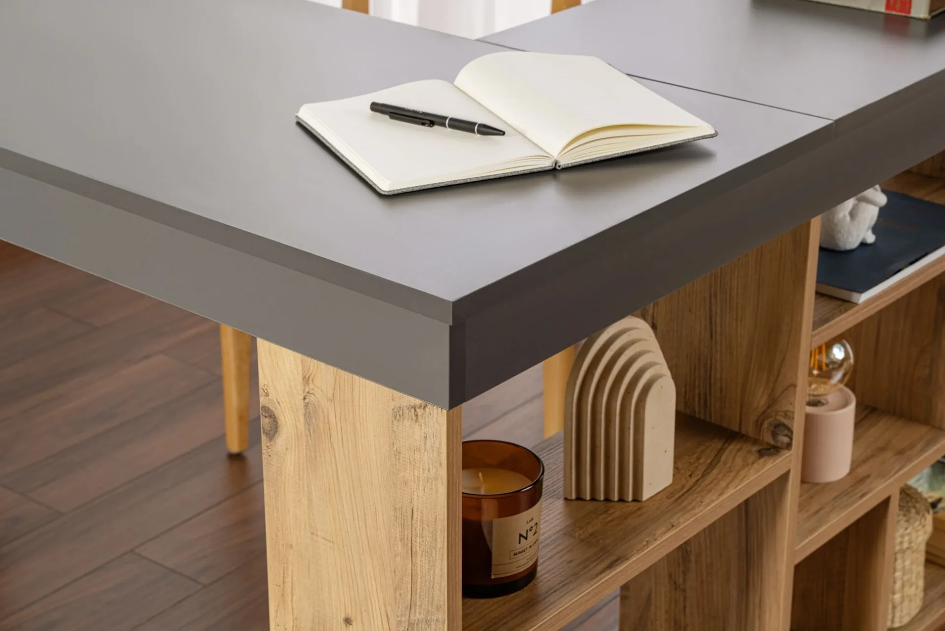Emob Schreibtisch Vesper - 100% MELAMINE - Anthrazit - 72 x 120 x 130 cm
