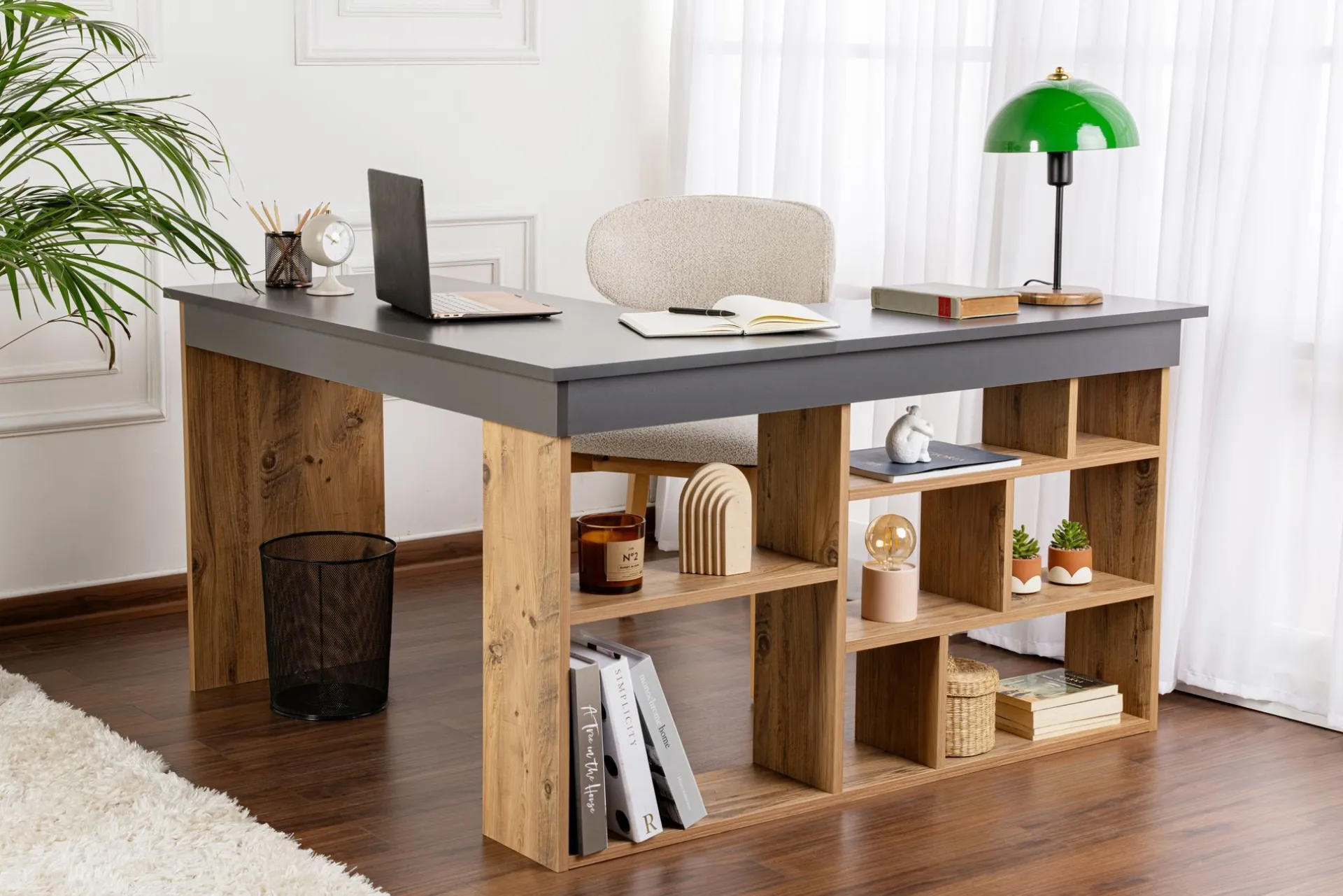 Emob Schreibtisch Vesper - 100% MELAMINE - Anthrazit - 72 x 120 x 130 cm