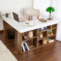 Emob Schreibtisch Vesper - 100% MELAMINE - Walnuss - 72 x 120 x 130 cm