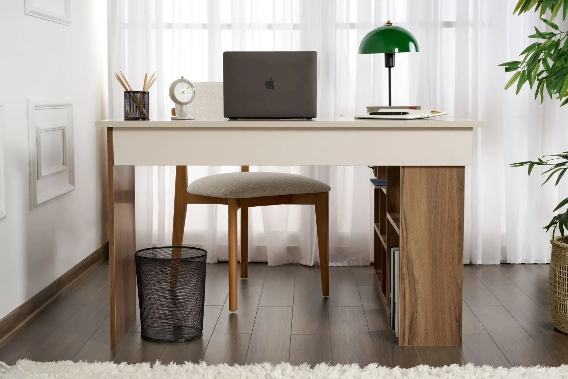 Emob Schreibtisch Vesper - 100% MELAMINE - Kaschmir - 72 x 120 x 130 cm