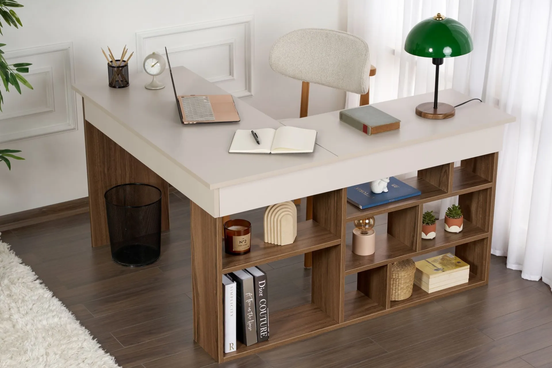 Emob Schreibtisch Vesper - 100% MELAMINE - Kaschmir - 72 x 120 x 130 cm