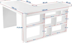 Emob Schreibtisch Vesper - 100% MELAMINE - Kaschmir - 72 x 120 x 130 cm