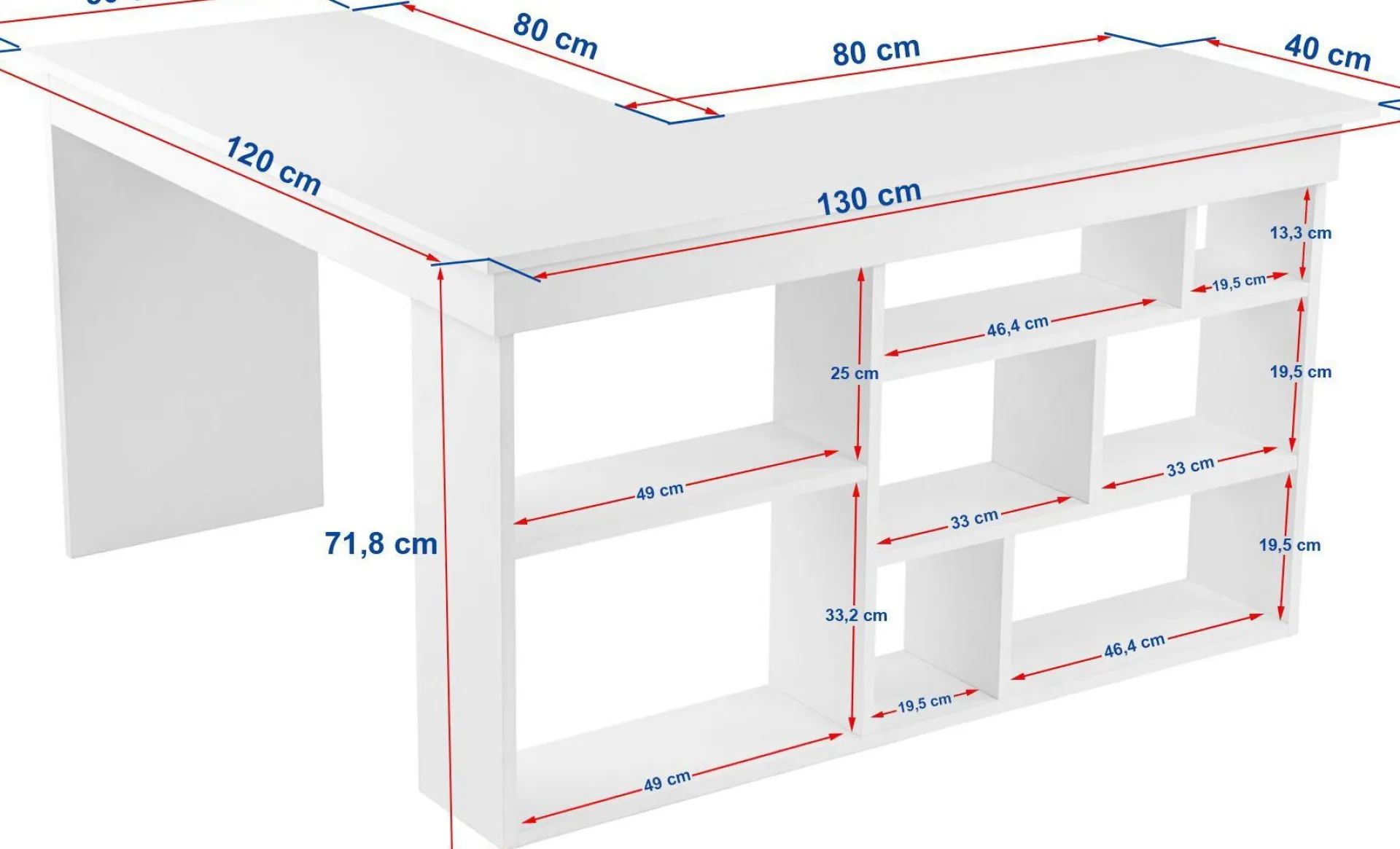 Emob Schreibtisch Vesper - 100% MELAMINE - Kaschmir - 72 x 120 x 130 cm
