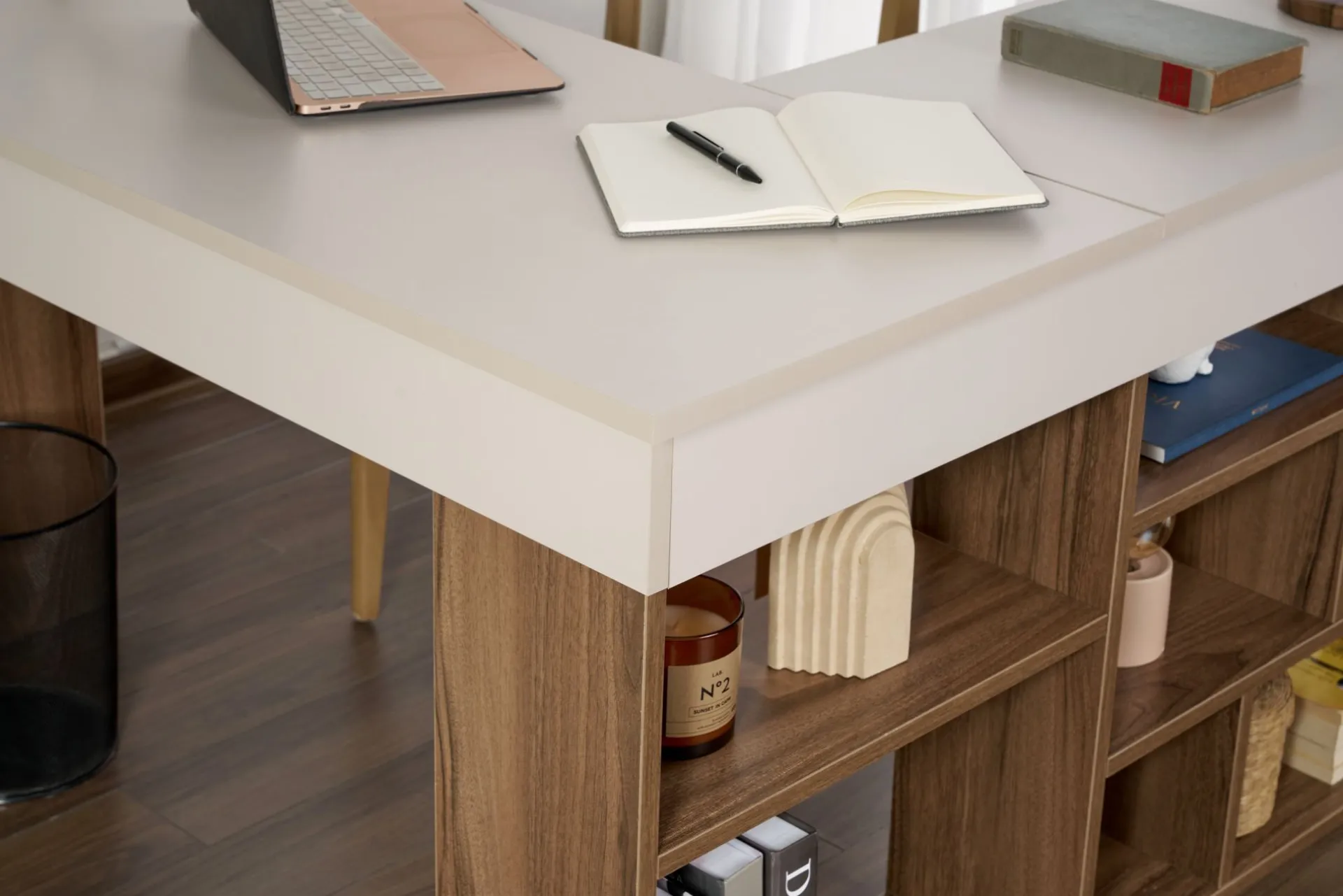 Emob Schreibtisch Vesper - 100% MELAMINE - Kaschmir - 72 x 120 x 130 cm